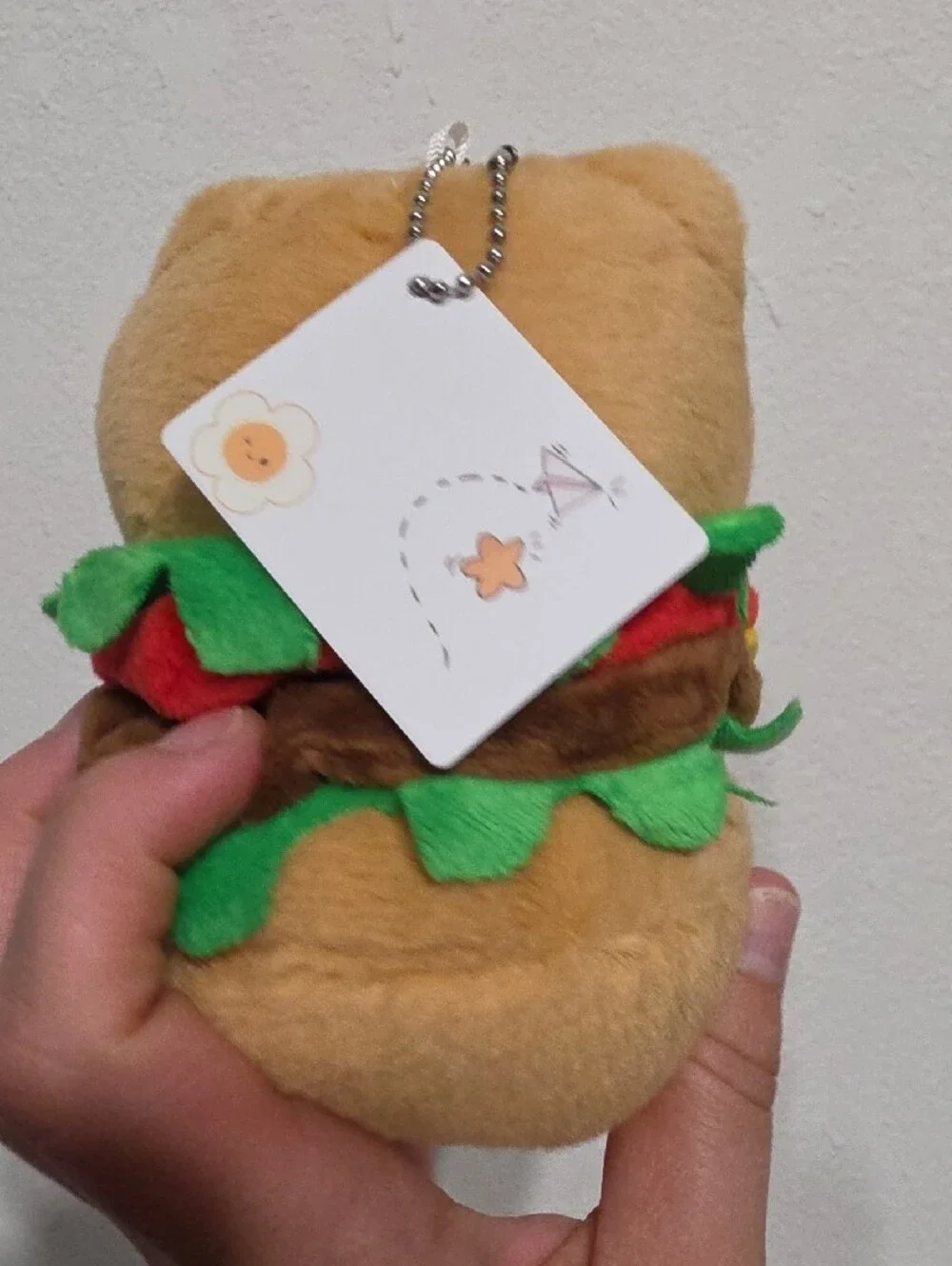 Hello Kitty Plush Burger Keychain - Brown, Red & Green